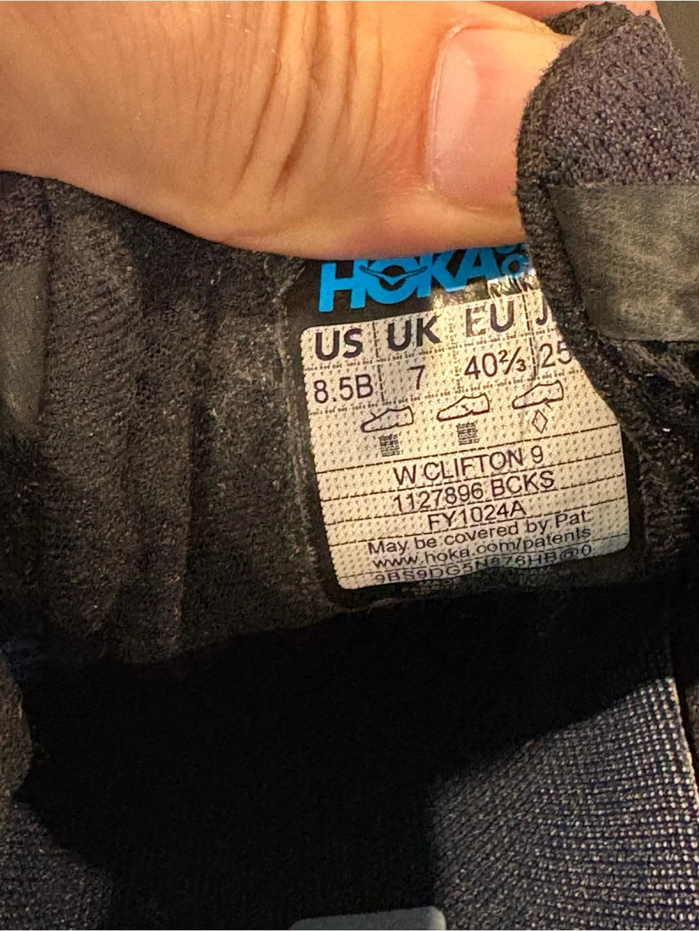 Hoka Clifton 9 Running Shoes Blue Black Women Size 8.5B 1127896 BCKS Sneakers